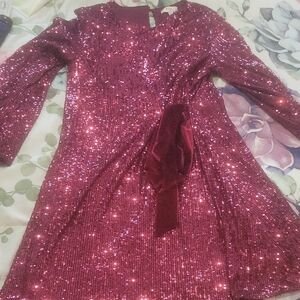GB Girls Sparkling Burgundy Sequin Dress